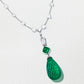 Platinum Muzo Emerald and Emerald Briolette Pendant on Mixshape Diamond Chain