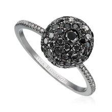 18K Blackened Gold Black Diamond Ball Ring