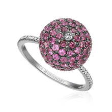 18K Blackened Gold Purple Sapphire Ball Ring