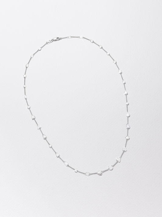 18K White Gold Mixshape Rosecut Diamond Necklace