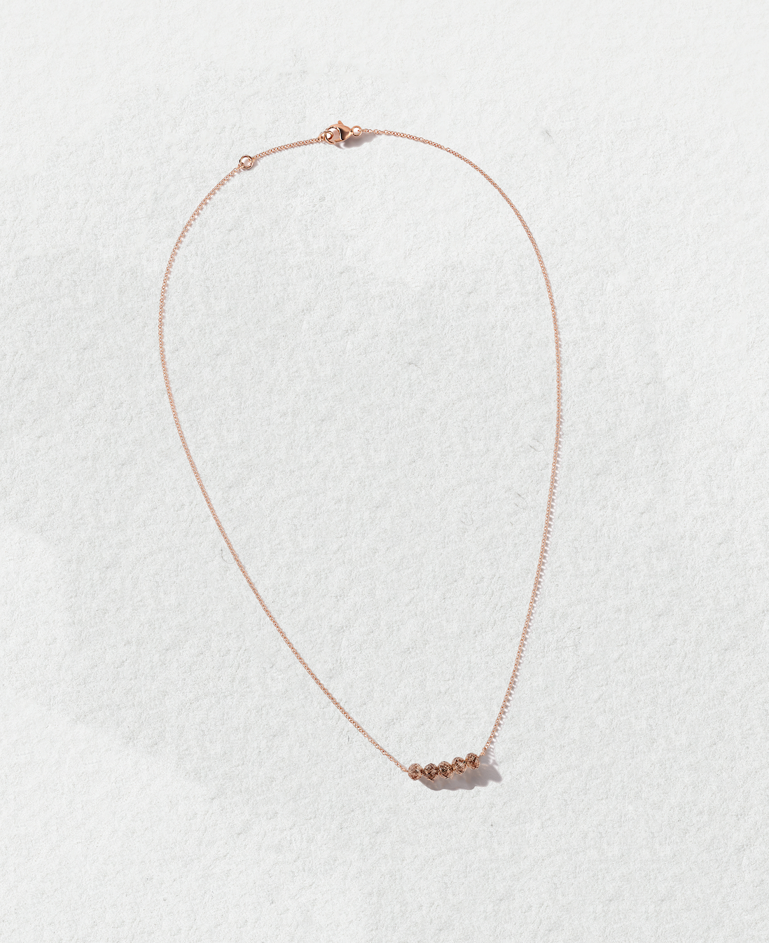 18K Rose Gold Brown Diamond Bead Necklace