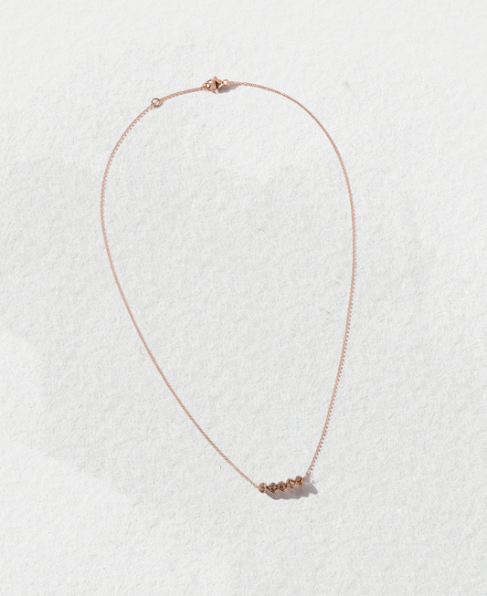 18K Rose Gold Brown Diamond Bead Necklace