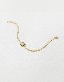 18K Yellow Gold Radiant Cut Diamond Woven Chain Bracelet