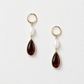 18K Yellow Gold Freshwater Pearl and Garnet Pearshape Dangle Earrings