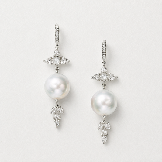 Baroque Pearl and Diamond Earrings