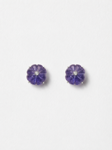 18K White Gold Iolite and Diamond Studs