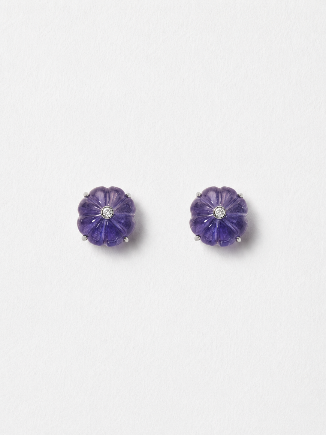 18K White Gold Iolite and Diamond Studs