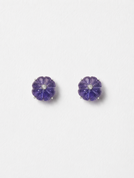 18K White Gold Iolite and Diamond Studs