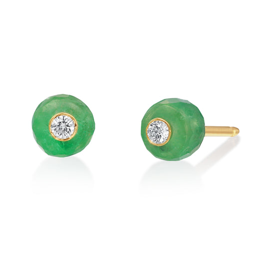 18K Yellow Gold 2ct Emerald Stud