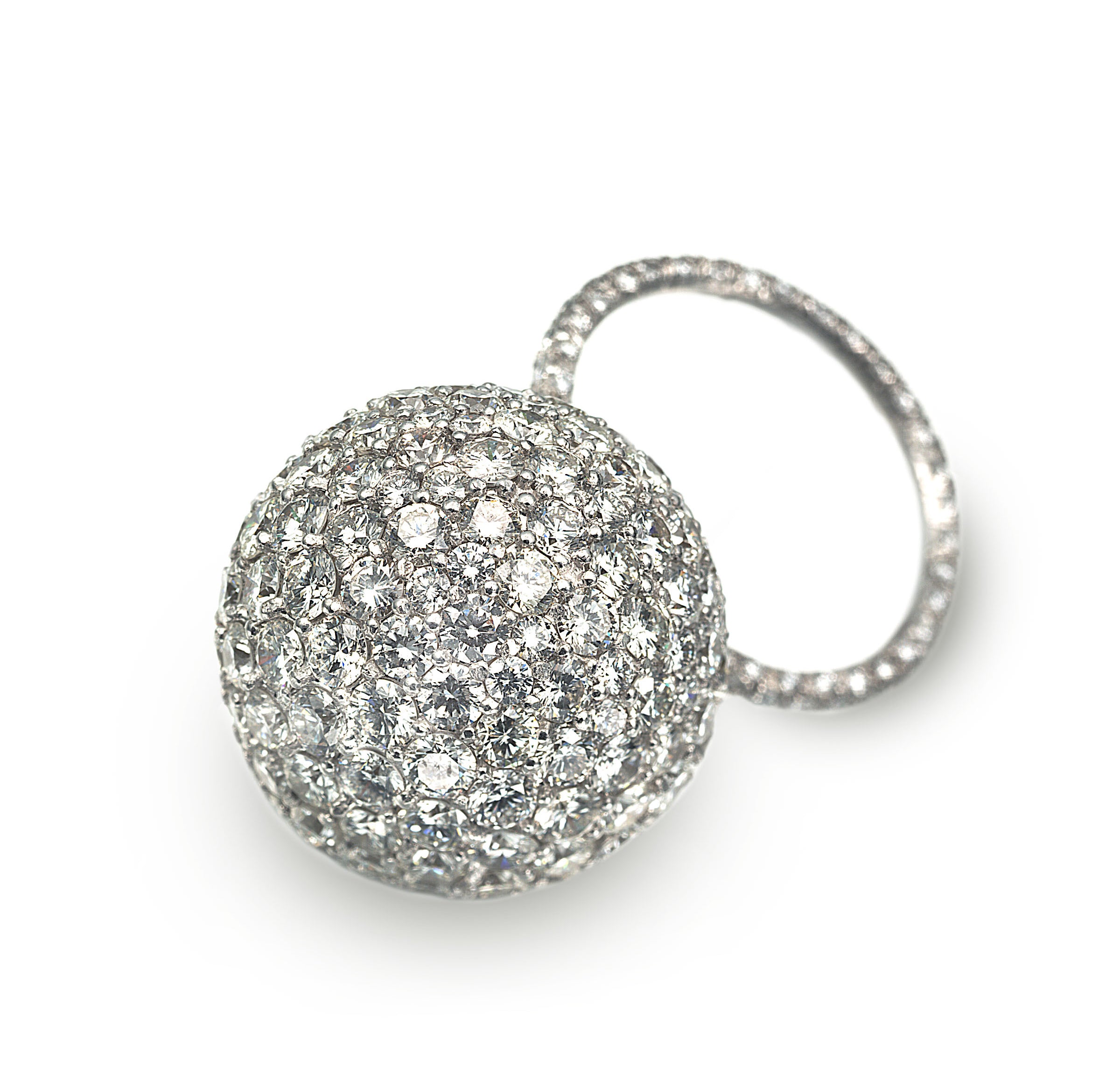 18K White Gold Diamond Ball Ring