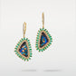 18K Yellow Gold Yahweh Opal and Emerald Baguette Earrings with Pavé Diamonds