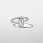18K White Gold Baguette Diamond Flip Ring with 1 Row Diamond Pavé Band