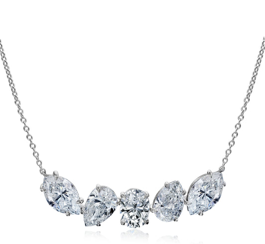 18K White Gold 5.32ct Mixshape Diamond Necklace