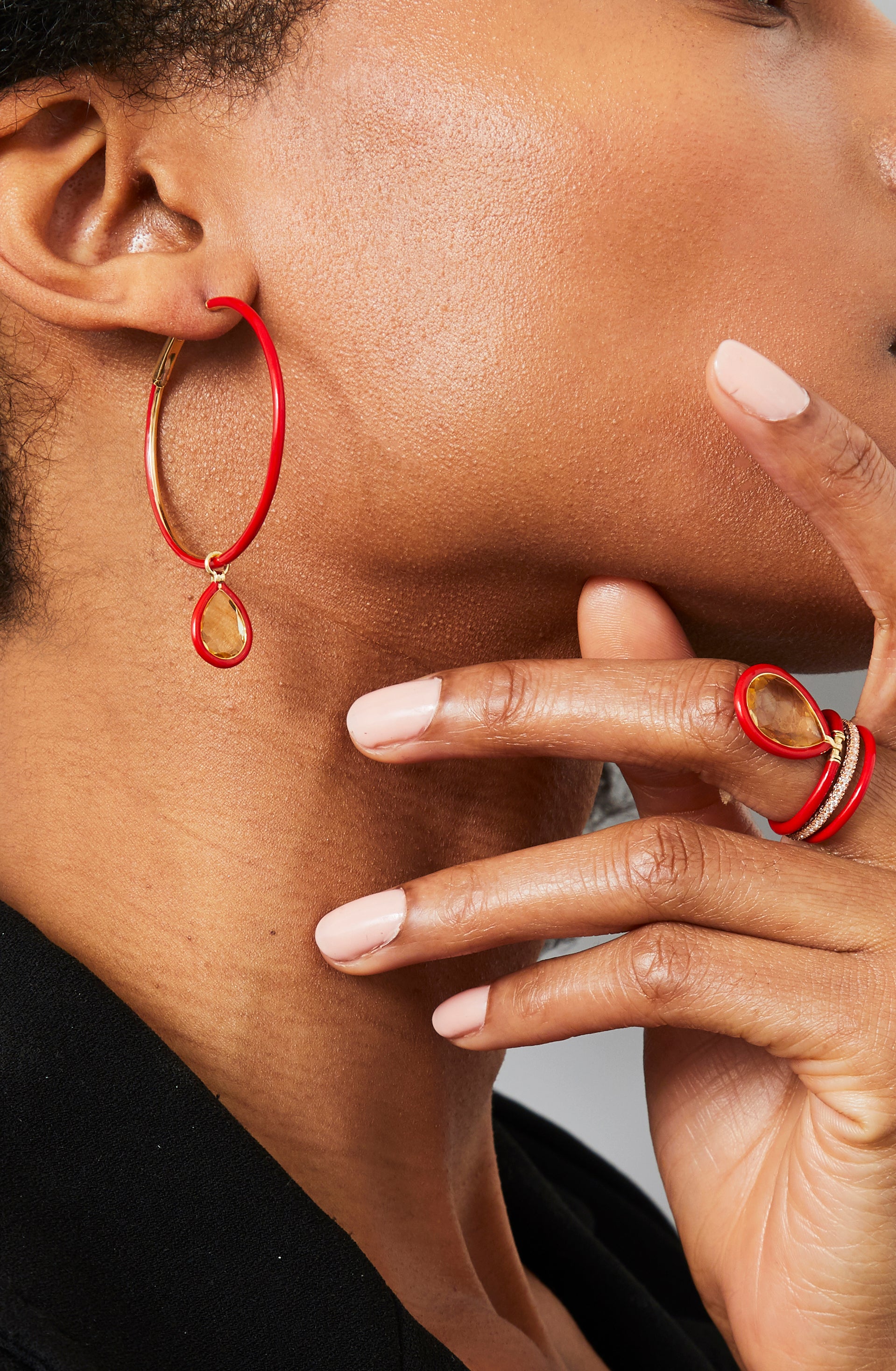 The Artist Medium Enamel Hoops In Red