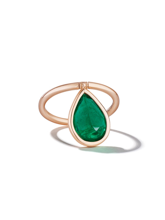 18K Rose Gold 2.3ct Emerald Flip Ring