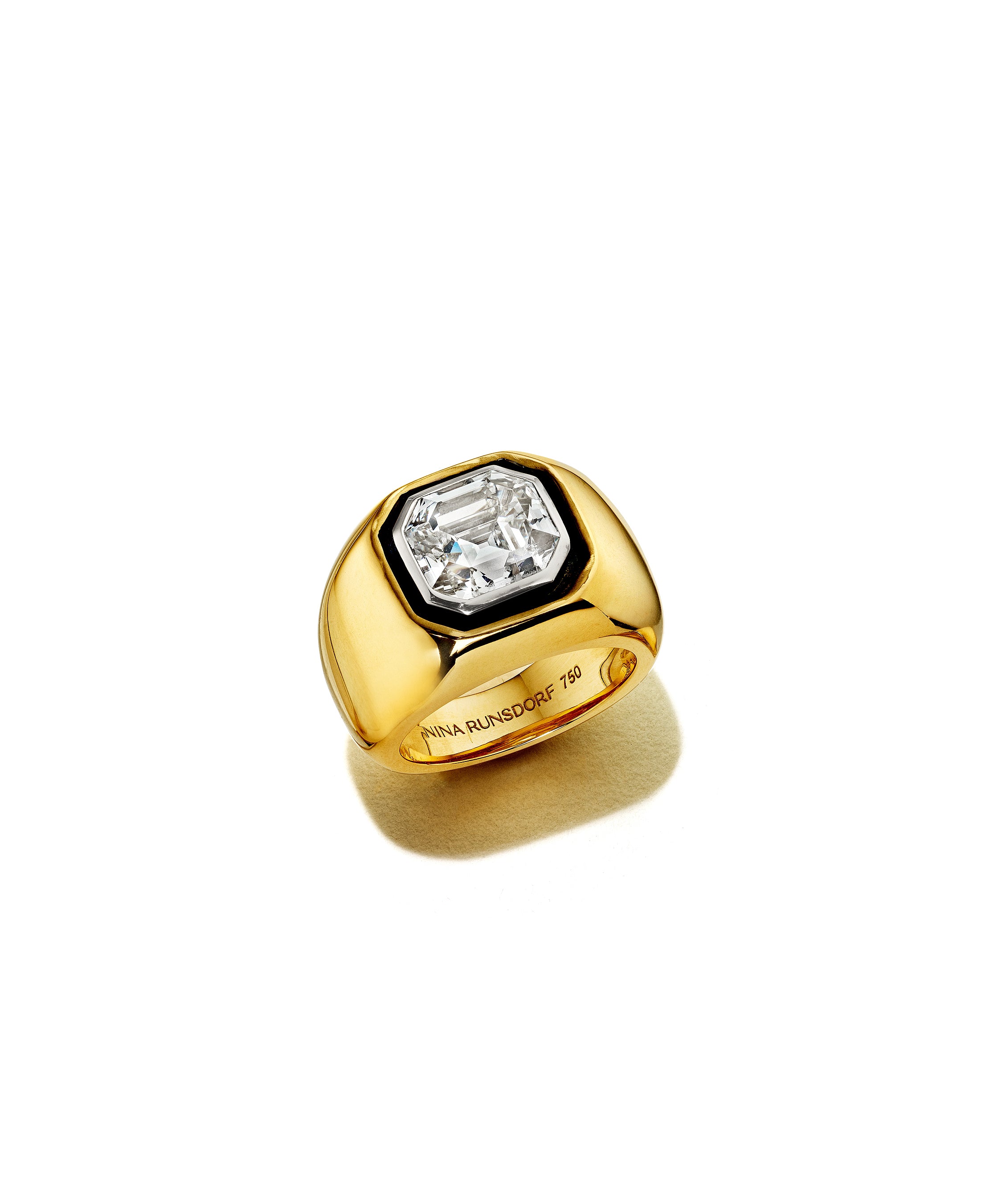 18K Yellow Gold Asscher Cut Pinky Ring