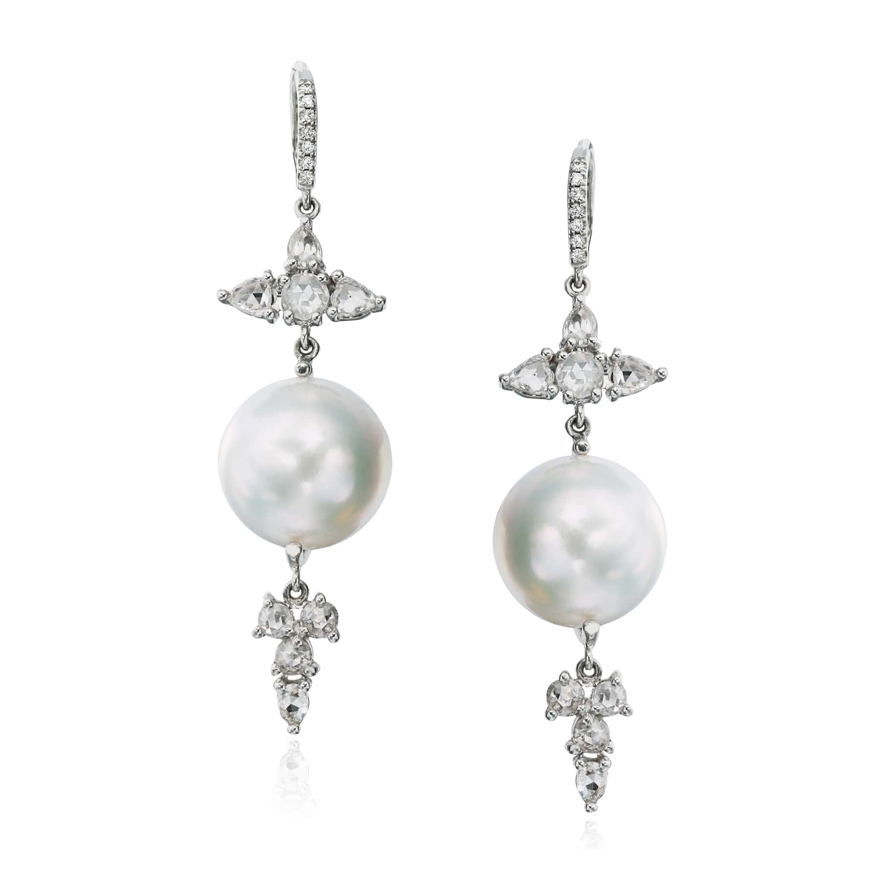 Baroque Pearl and Diamond Earrings