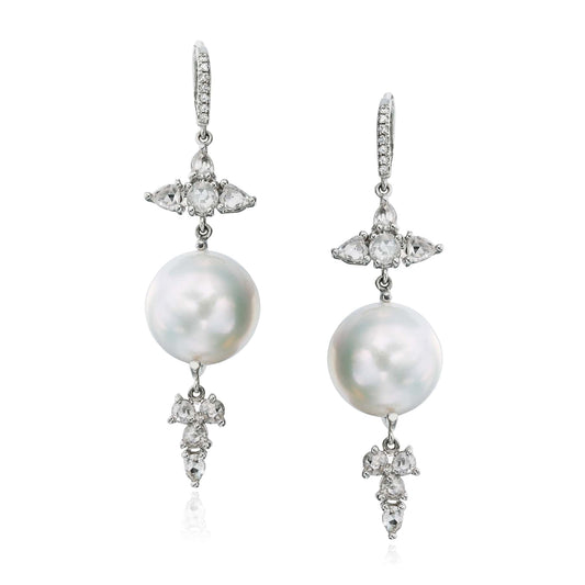Baroque Pearl and Diamond Earrings