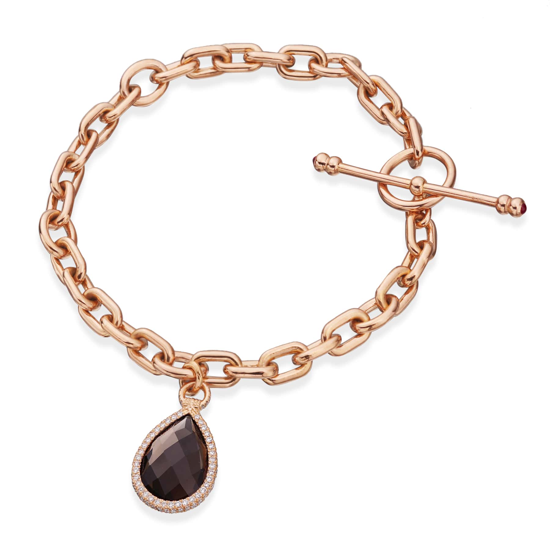 Smokey Topaz Flip Charm Bracelet