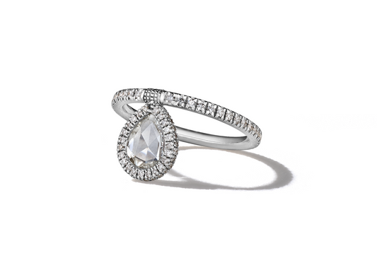 18K White Gold 2.79ct Rosecut Diamond Flip Ring with 1.72cts Pavé Diamonds