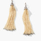 18K White Gold Diamond and Seed Pearl Tassel Earrings with Grey Diamond Briolettes