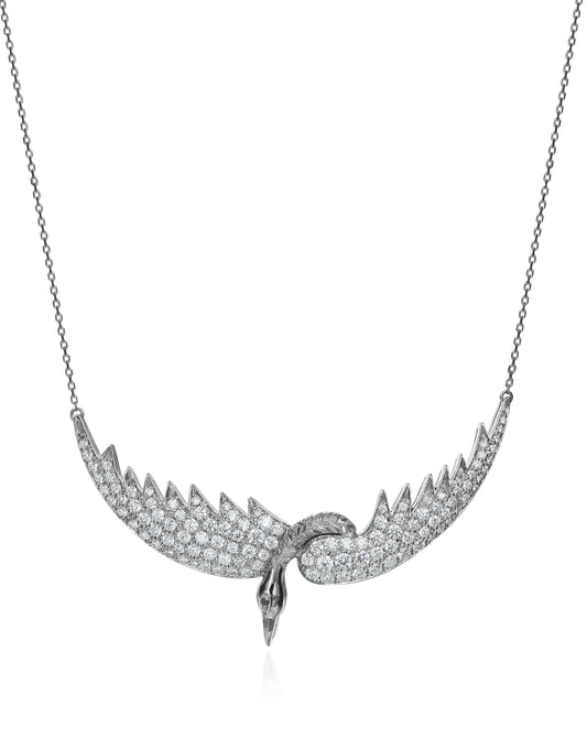 18K White Gold Bird Necklace