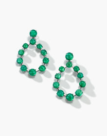 18K Blackened Gold and Emerald Cabochon Frontal Hoop Earrings