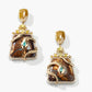 18K Yellow Gold Yahweh Opal Snake Earrings with Yellow Organic Diamonds and Pearshape Paraiba