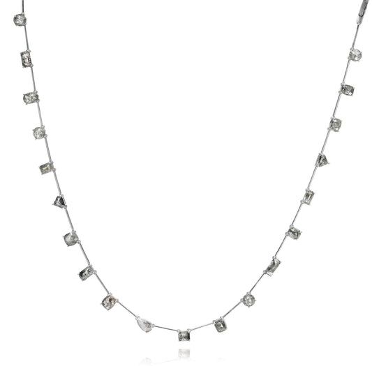 18K White Gold 25.31ct Mixshape Rough Grey Diamond Necklace