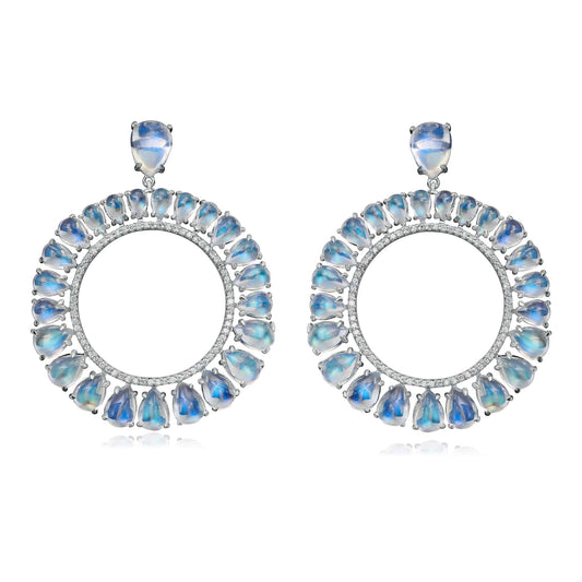 Clair de Lune Moonstone Frontal Hoops - Nina Runsdorf 