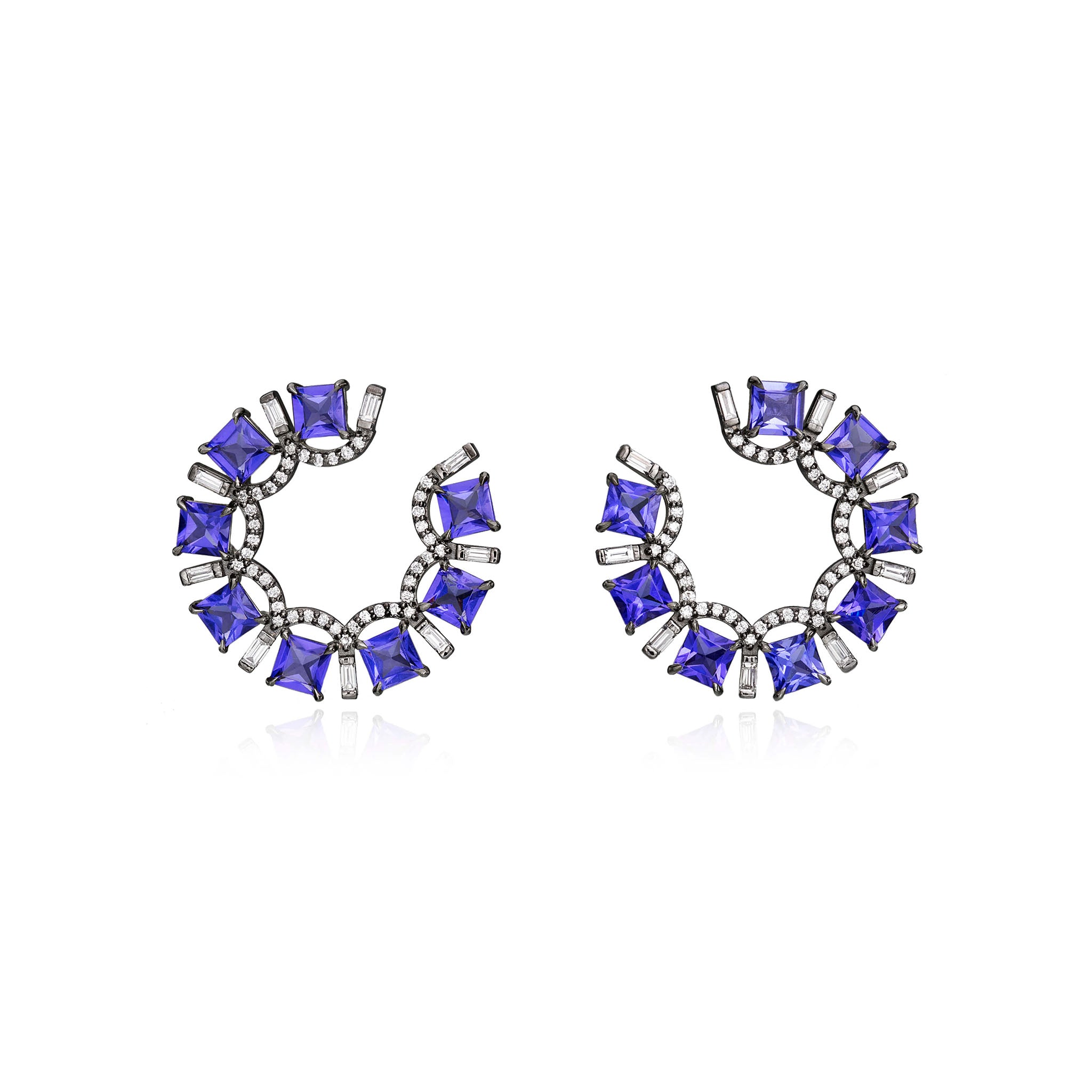 Les Jardins Tanzanite and Diamond Frontal Hoops